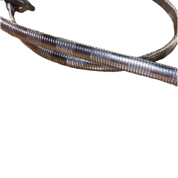 Vintage silver snake chain belt w unique buckle stretch - Picture 2 of 13